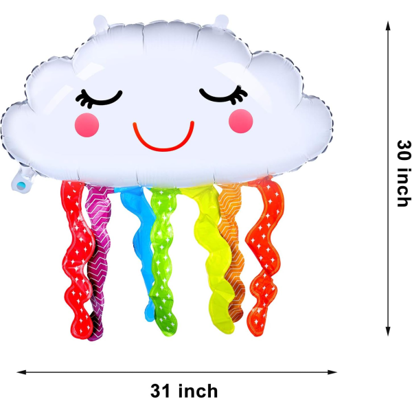 6 stk regnbue skyformede folie ballonger regnbue sky mylar