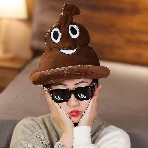 Nyhet Brun Emoticon Bajsmössa 1 st per beställning 25*30cm A