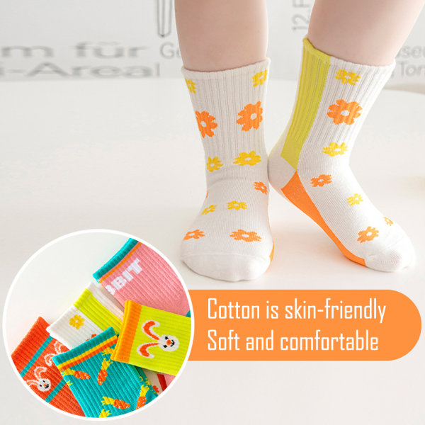 5 par Princess mid-tube skridsikre sokker i sød stil