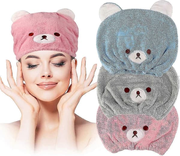 3-pack hårtorkhandduk kompatibel med barn flickor mjuk absorberande barn torr hår C A