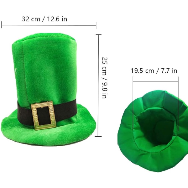 St. Patrick's Shamrock Top Hat, Herre- og Dame Grøn Flannel Top Hat, Irske Festivalfestartikler