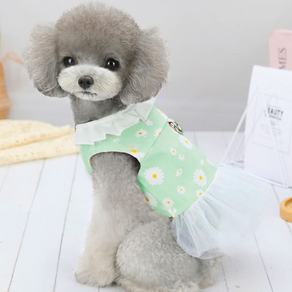 Hunde kjole med sele D-ring hvalp kæledyr tøj outfit skjorte