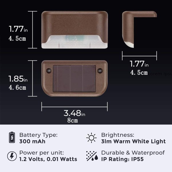 4-Pack Solar Step Lights - For Decks, Docks, Steps, Porches,