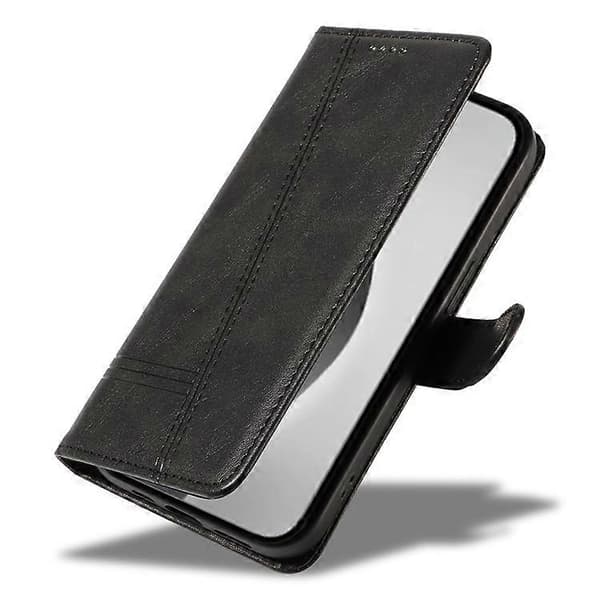 Kompatibel med iPhone 16 Pro Max etui med magnetisk lukning i læder A
