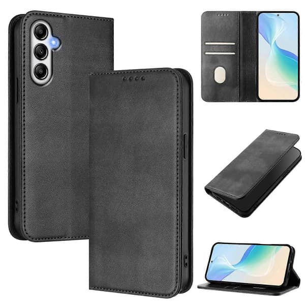 Til Samsung Galaxy A25 5G (Global) (161,0 x 76,5 x 8,3 mm) Pungetuier Retro Tekstur RFID Blokerende Sort