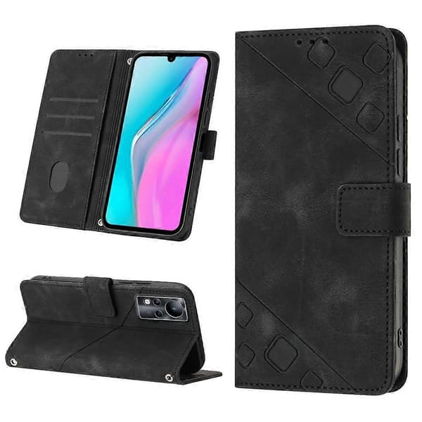 För Infinix Note 11 Skin-feel präglat läderfodral