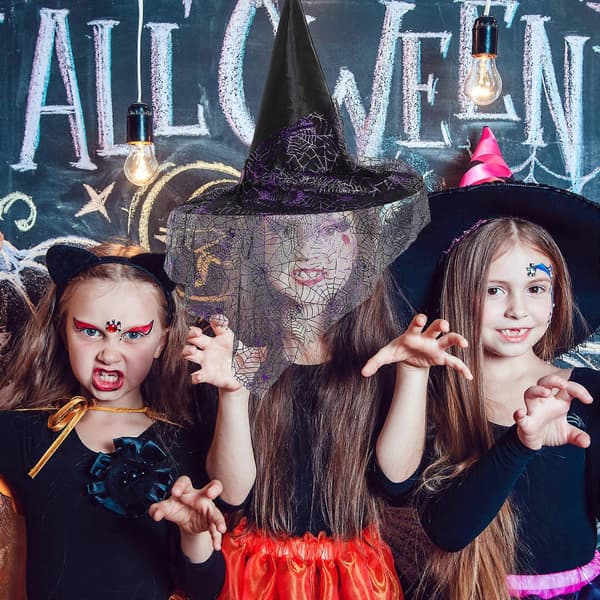Cosplay Heksehatt Bred Brem for Halloweenfestbruk A