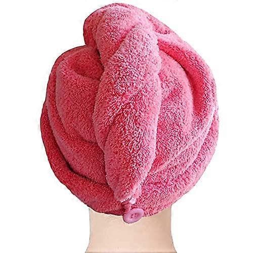 Hårtorkhandduk 2-pack vit mikrofiber hårinpackning med knapp snabbabsorberande värmetorkning A