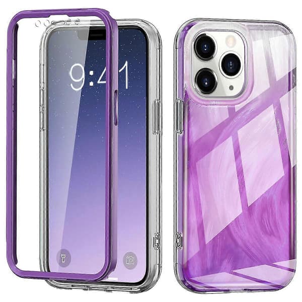 Til iPhone 11 Pro-deksel Støtsikkert PC+TPU-telefondeksel med gradient fjærmønster A
