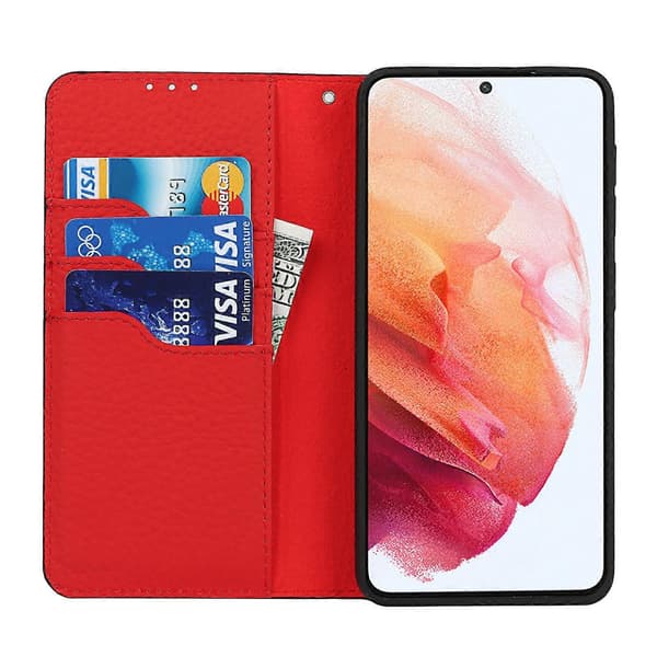 Til Samsung Galaxy S21 5G Litchi læder telefoncover (sort)