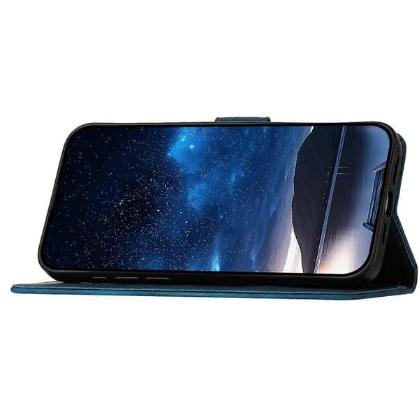 Til iPhone 16 Pro Max Læderpung Etui Sommerfugl Blomst Præget Telefoncover med Rem A
