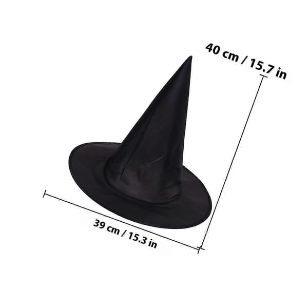 Festrekvisitter Spids Heksehat til Halloween Brug 3 Stk Sorte Halloweenhatte A