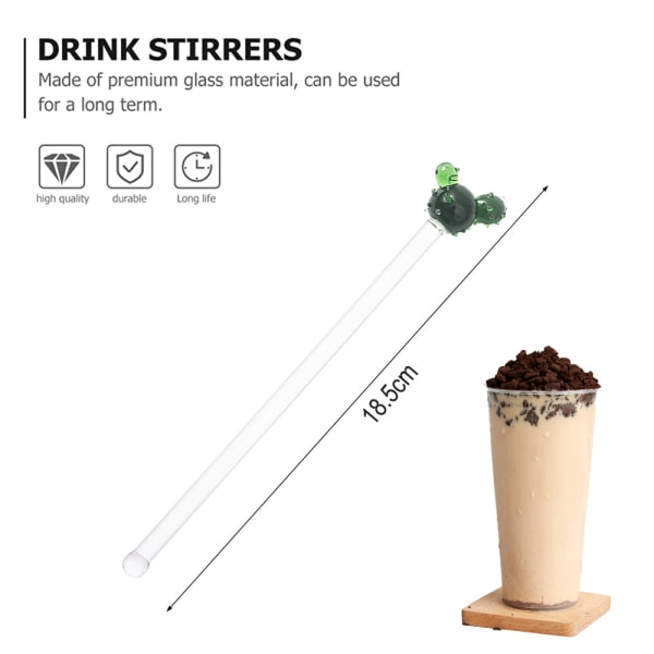 Glass Swizzle Sticks Cactus Cocktail Mixing Sticks Juice Drink