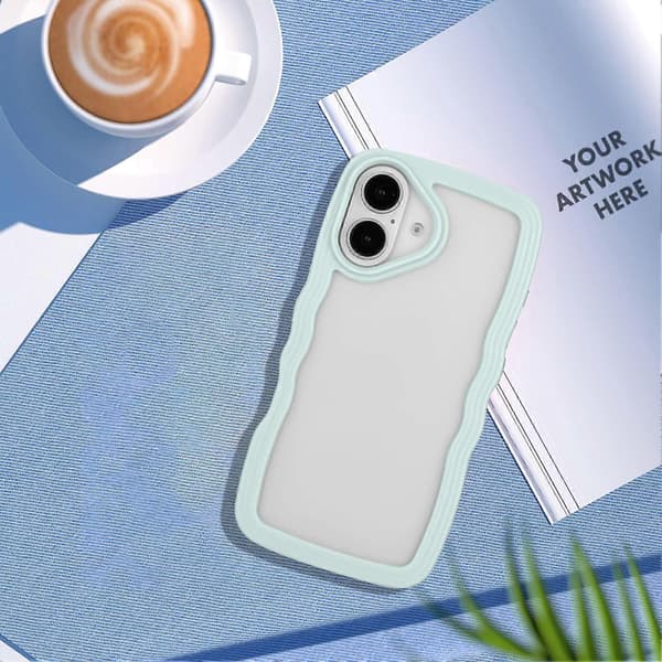 Til iPhone 16 Plus etui bølget kant design PC + TPU stødsikkert telefoncover