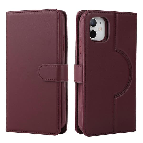 Etui til iPhone 13 14 Vinrød Splitpung Læder Nr. 269