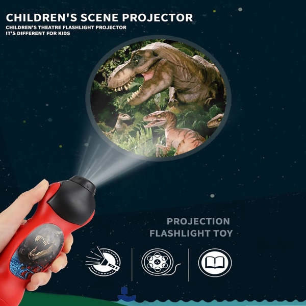 Aodow Barneprojektor Lommelykt, 24 Mønster Dinosaur Slide