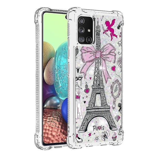 Etui til Samsung Galaxy A71 4g Glitter Flytende Søt Klar Silikon Tpu Støtsikkert Deksel - Eiffeltårnet A