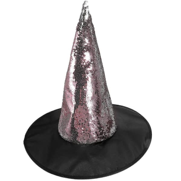 Halloween Cosplay Paillet Heksehat Sort Stof til Fest A