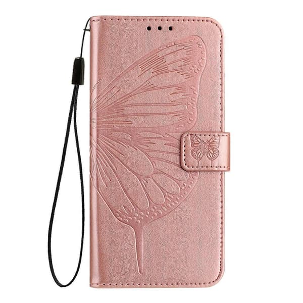 För Samsung Galaxy A17 5G präglat fjärilsläderfodral