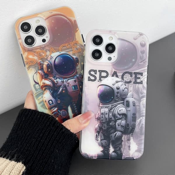 For iPhone 13 Pro Dual-side IMD Astronaut Frosted Phone Case A
