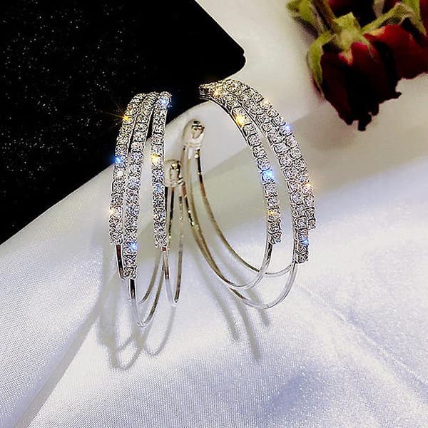 Ørering Smuk Minimalistisk Rund Form Diamant Delikat Ørering Mode A