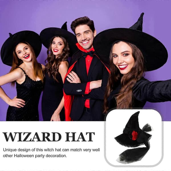 Halloween Heksehatt for dekorasjon Gasbind Svart Kostyme Halloween Hatt A