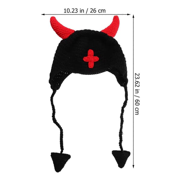 Prank øreklafflue for Halloween strikket lue 1 stk A