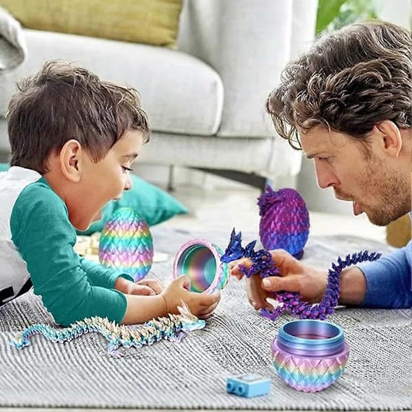 3D-printede drager med egg, fasjonabel skrivebordsmodell-dekorasjon for stue og soverom A