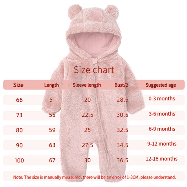 Nyfødt baby jumpsuit hætte fleece heldragt langærmet onesies