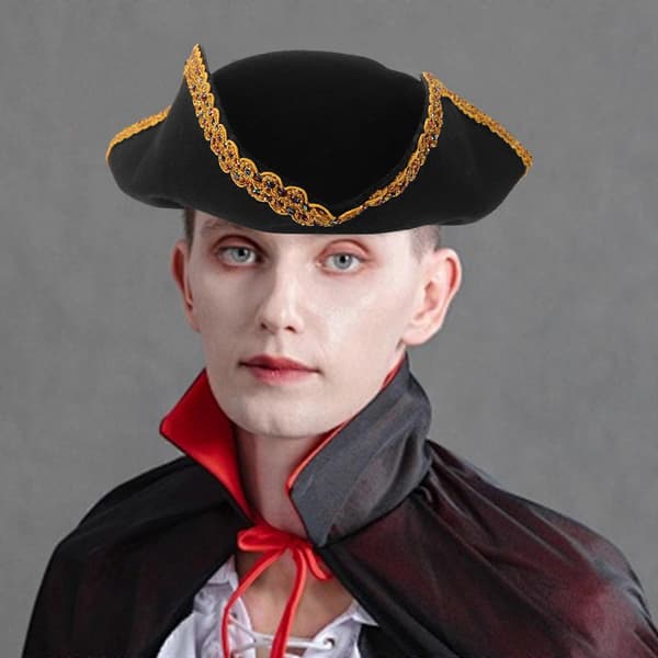 Halloween Pirathatt Cosplay for Dekor Svart Kunstig A