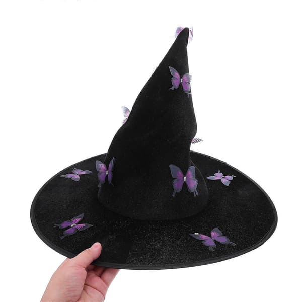 Halloween Heksehat Elegant Sommerfugledekoration til Pynt A