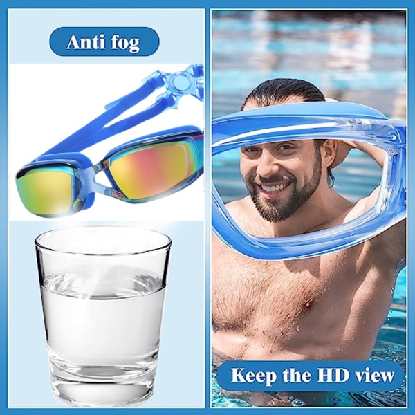 Svømmebriller stor innfatning vanntett og tåkesikker svømming