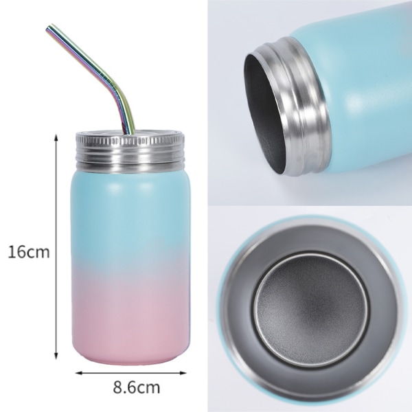 510ml Thermos cup with straw and lid, iced coffee travel cup,