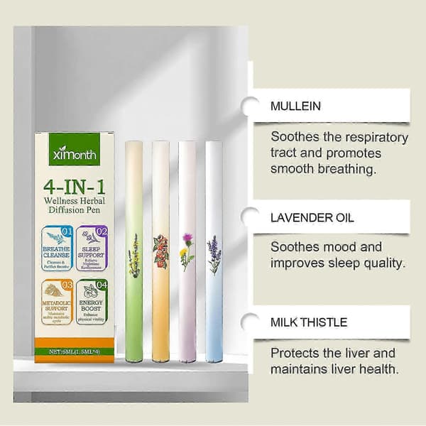 4-i-1 Naturlig Örtenergibar – Stöder Djup Sömn, Lungrengöring & Leverhälsa – 4-pack A
