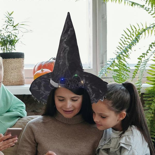 Lysende heksehatt Halloween Kostyme Tilbehør til Halloweenfest Blonde Blomsterhatt Elegant Hodeplagg til Maskerade oransje A