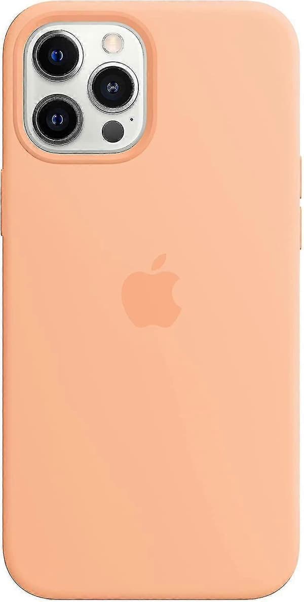 För iPhone 12 Pro Max - Silikonskal med mjuk yta och mikrofiberfoder, kompatibel med MagSafe (Cantaloupe)