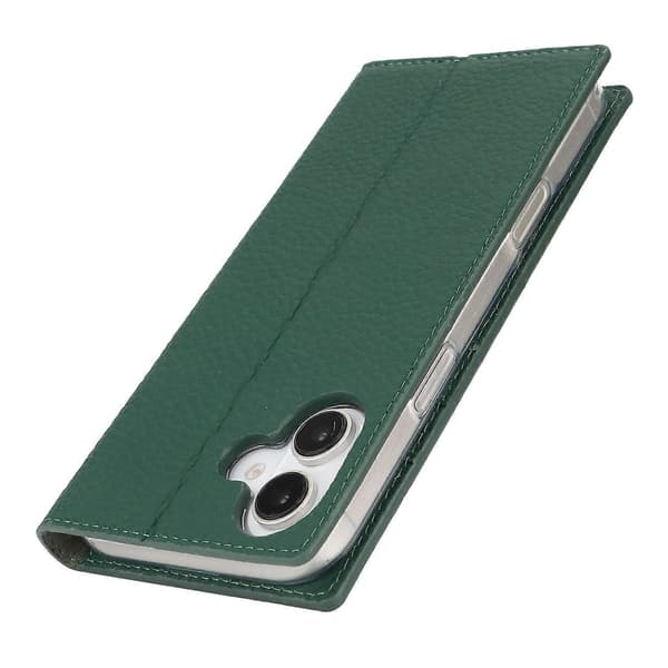 För iPhone 17 Plånboksfodral Äkta Kohud Telefonfodral Litchi Textur A