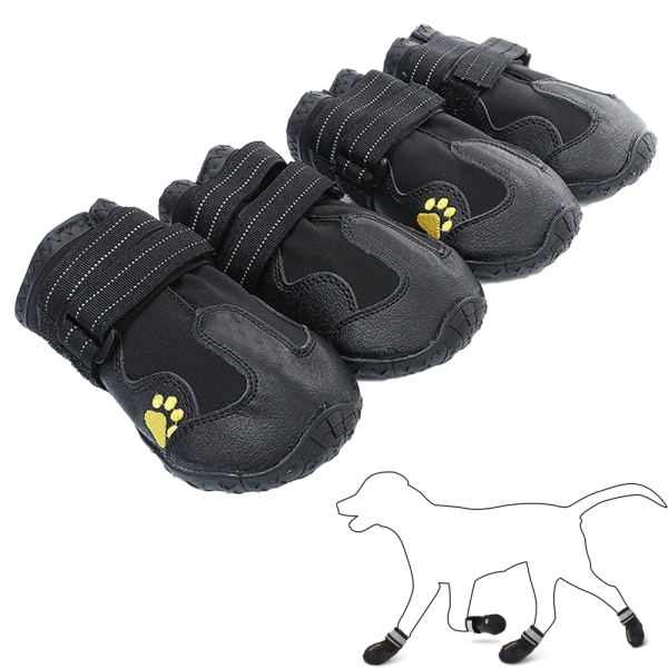 Vattentäta skor för hundar med reflekterande remsor Robust