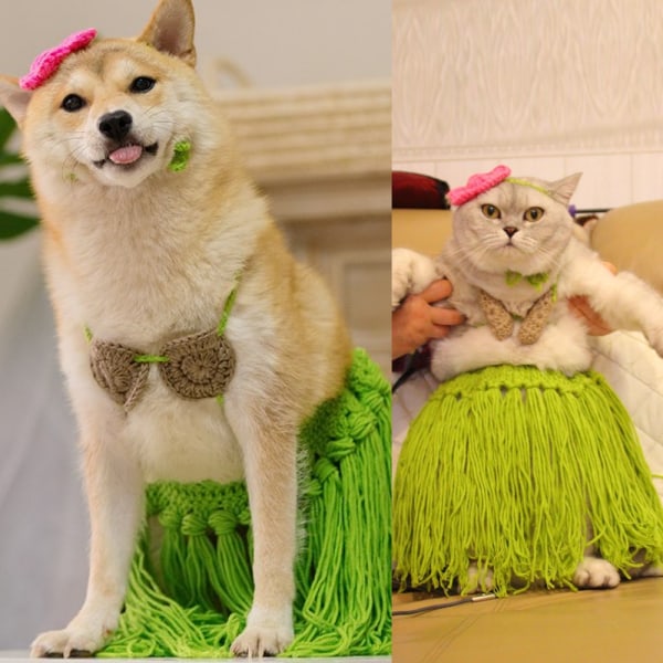 Kjæledyr Hawaiian Dress Festrekvisita Kostymesett Fest for katt Hund