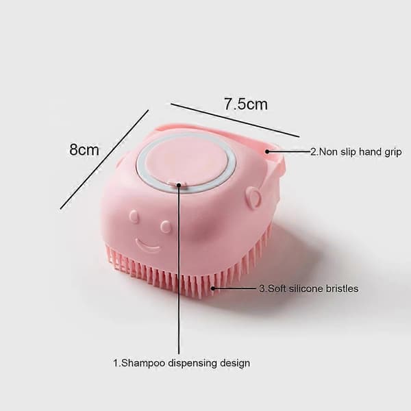 ZK-One blød silikone hundebørste kæledyrsshampoo massage badebørste badeværelse hundevask massagedispenser skønhedsbruserbørste (pink) A