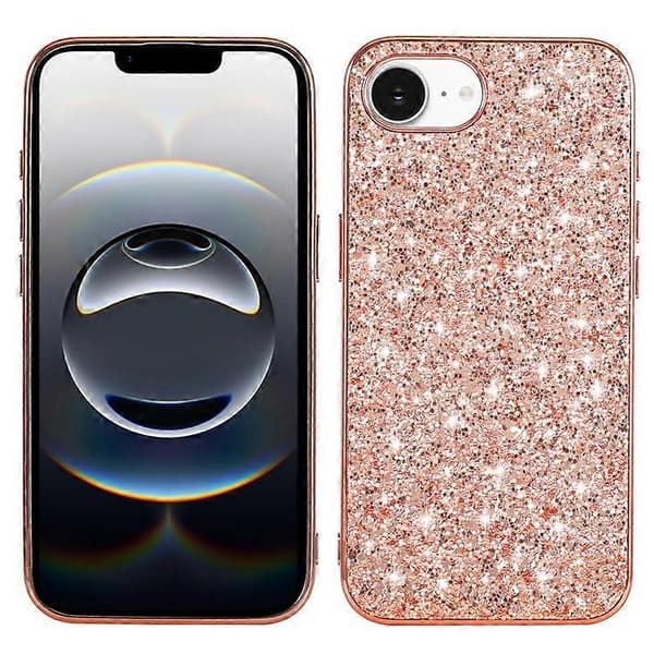 Kompatibel med iPhone 16e-deksel TPU + PC glitrende glittertelefonbakdeksel RosaGull