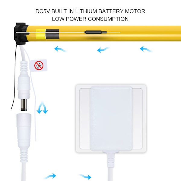 Smart Rullgardinmotor med Litiumbatteri, Oppladbart, App- og Stemmestyring, Smart Blinds Motor 25mm 5V