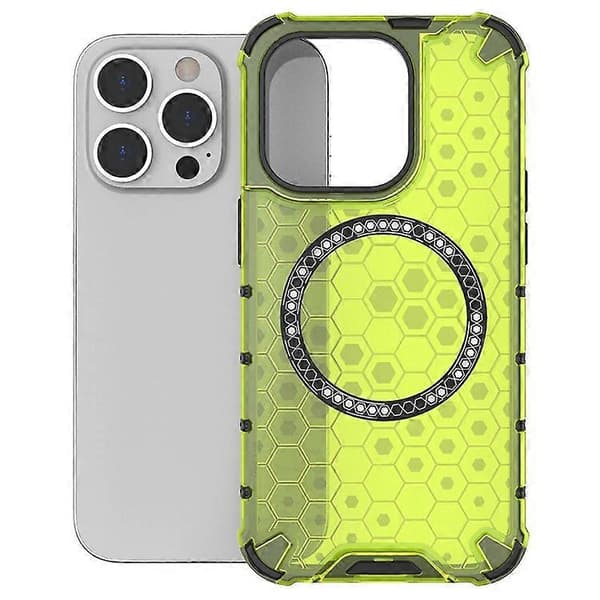 Kompatibelt magnetfodral för iPhone 13 Pro, bikakedesign, förtjockade hörn, TPU+PC-telefonfodral A