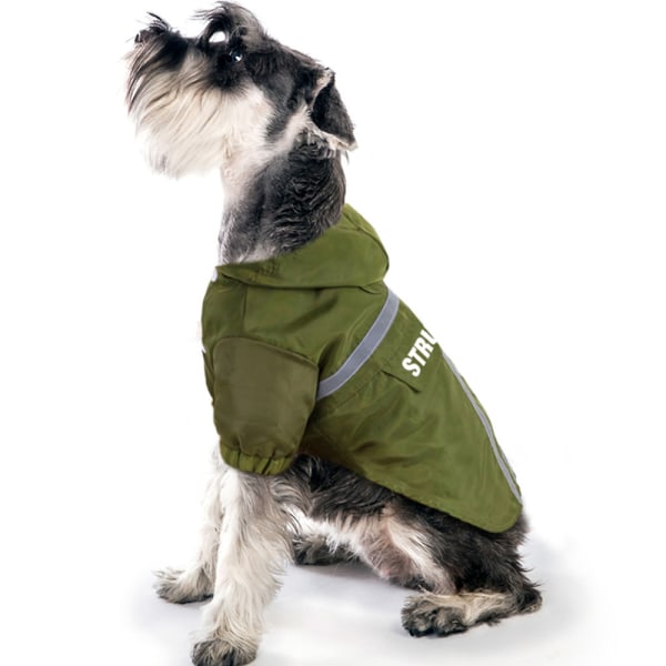 Lätt packbar regnponcho med huva för hund med reflex