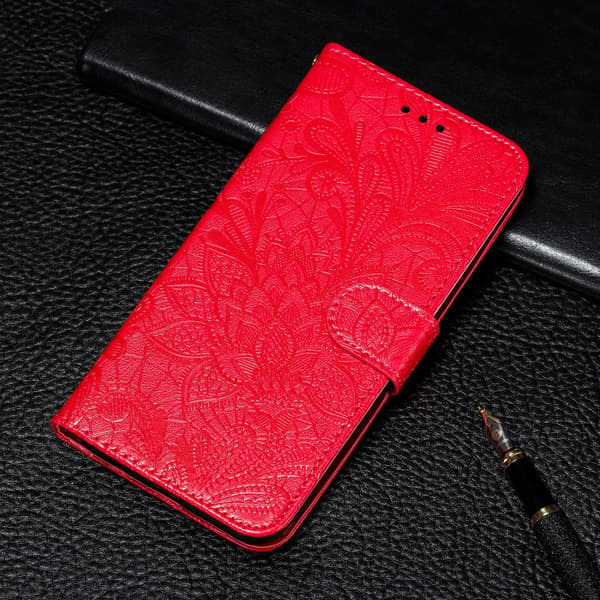 For Xiaomi Redmi Note 10 Pro Blonder Blomst Skinnveske Rød