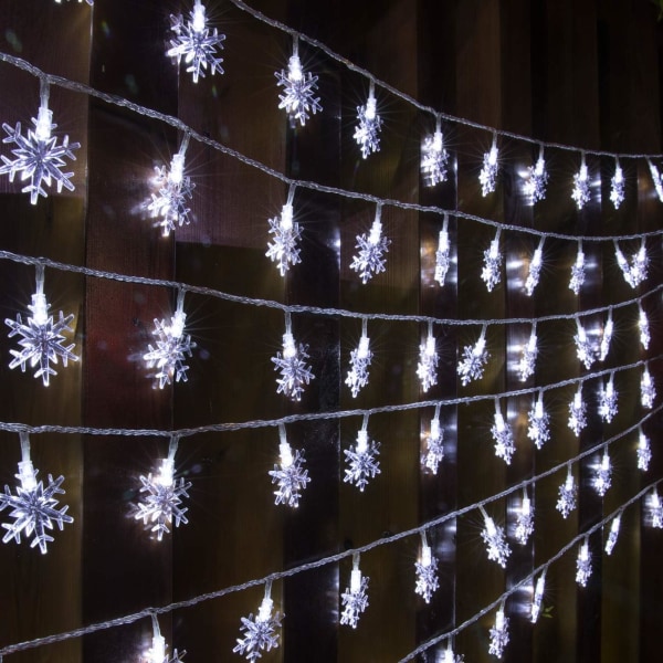 40 LED 20FT julelys Snowflake String Lights Plug In
