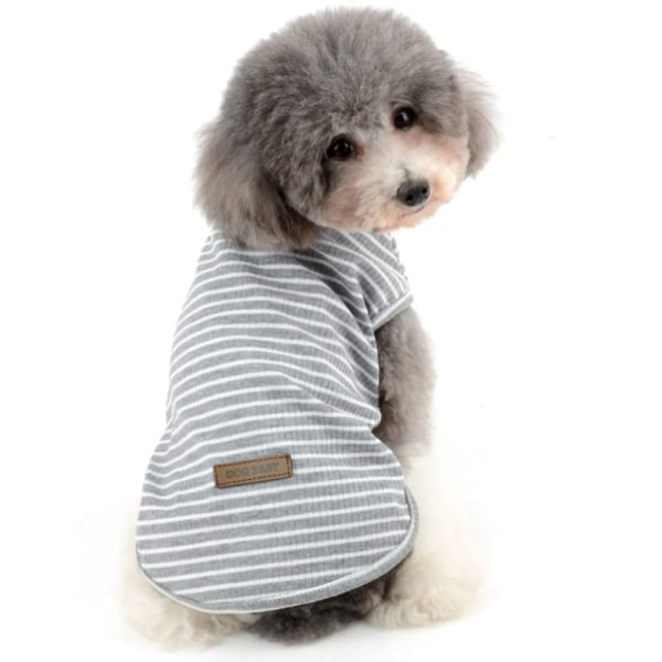 Pet Spring Summer Dog Grey Stripe Vest Pet Short Sleeve Dog