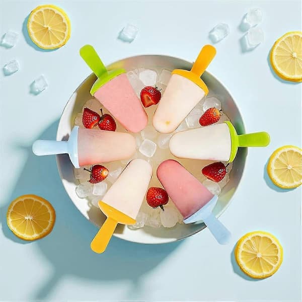 Popsicles forme silikone, 6 stk. isforme, mini småbørnsisforme med pinde, hjemmelavet lille P A
