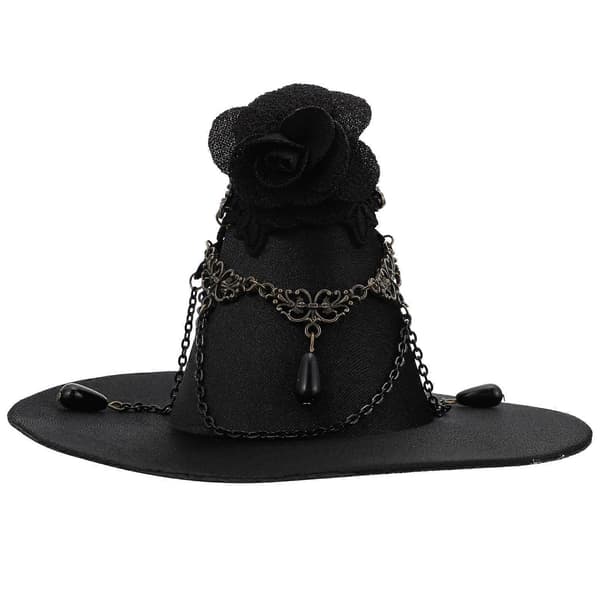 Svart häxhatt för Halloween-kostymtillbehör i satin, 1 st A