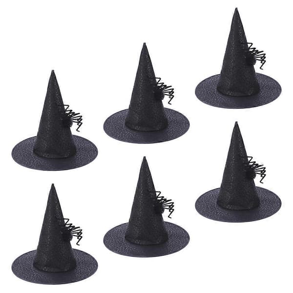 Halloween heksehatte kasketter til kvinder, 6 stk. sorte Halloween heksekostume tilbehør A